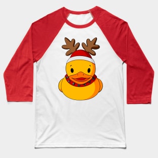 Reindeer Hat Rubber Duck Baseball T-Shirt